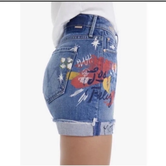 Mother jeans, the vagabond cuff short, spooky voodoo High Waisted Size 23 XS. - Picture 2 of 6